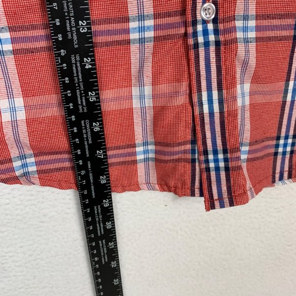True Rock Plaid Shirt Size M Beach Rust Chest Pocket Short Sleeve Norm Gorp - Picture 9 of 12